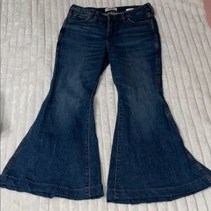 Wrangler Retro Dark Blue Bell Flare Wide Leg Jeans Sz 27